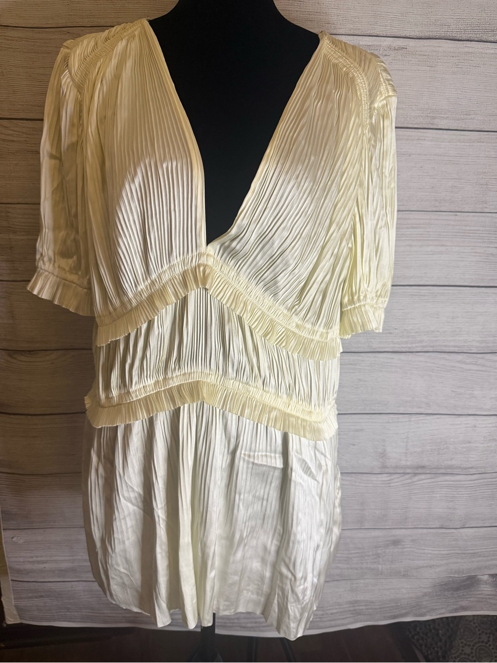 Ralph Lauren Ivory Pleated V-Neck Blouse